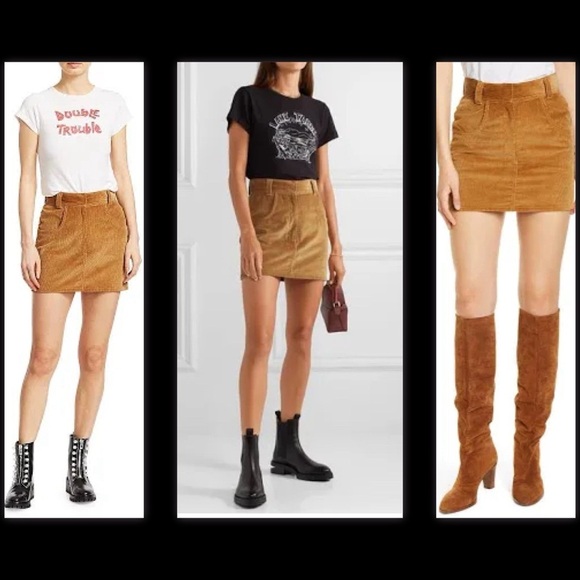 Re/Done 90's Ultra High Rise Corduroy Western Pocket Camel Mini Retro Skirt 28 - Picture 1 of 11
